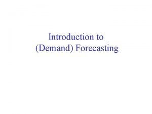 Demand forecasting introduction