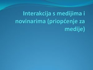 Interakcija s medijima i novinarima priopenje za medije