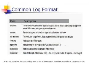 Common log formats Common log formats