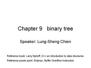 Chapter 9 binary tree Speaker LungSheng Chien Reference