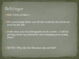 Bellringer SOL CHALLENGE 7 Put your stamp sheet
