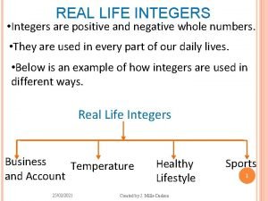 Example of integers in real life