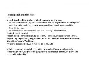 Tovbbi pldk analitikus fkra 12 5 Az analitikus