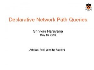 Declarative Network Path Queries Srinivas Narayana May 13