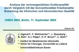 Analyse der rechnergesttzten Kodierqualitt durch Vergleich mit der