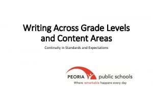 Writing Across Grade Levels and Content Areas Continuity