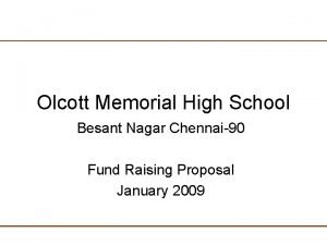Olcott Memorial High School Besant Nagar Chennai90 Fund