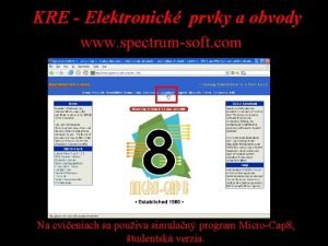 KRE Elektronick prvky a obvody www spectrumsoft com