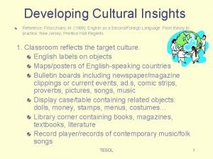 Developing Cultural Insights Reference Finocchiaro M 1989 English