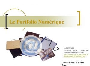 Le Portfolio Numrique Le 10112006 Document ralis partir