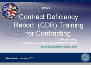 Contract deficiency report