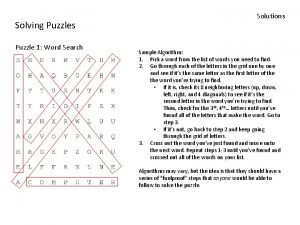 Solving Puzzles Puzzle 1 Word Search Solutions Sample