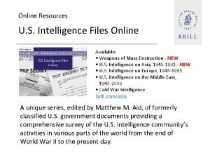 Online Resources U S Intelligence Files Online Available