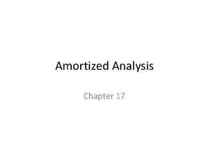 Amortized Analysis Chapter 17 Introduction The time required