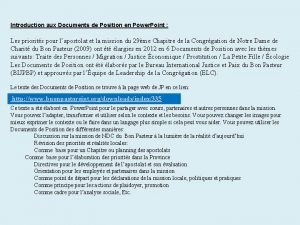 Introduction aux Documents de Position en Power Point