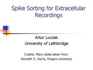 Spike Sorting for Extracellular Recordings Artur Luczak University