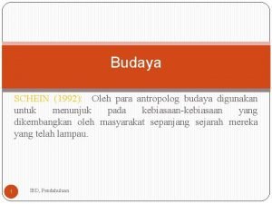 Budaya SCHEIN 1992 Oleh para antropolog budaya digunakan