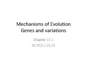 Mechanisms of Evolution Genes and variations Chapter 17