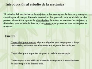 Introduccin al estudio de la mecnica El estudio