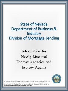 State of nevada department of business and industry
