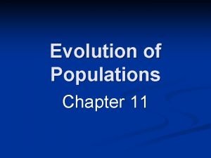 Evolution of Populations Chapter 11 Genetic Variation Within