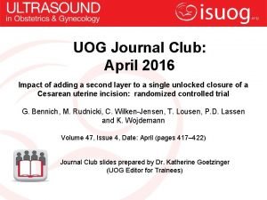 UOG Journal Club April 2016 Impact of adding