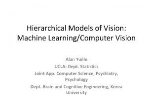 Hierarchical Models of Vision Machine LearningComputer Vision Alan