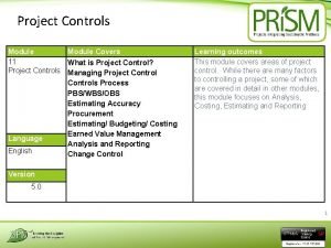 Project Controls Module 11 Project Controls Language English