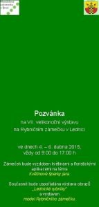 Pozvnka na VII velikonon vstavu na Rybninm zmeku