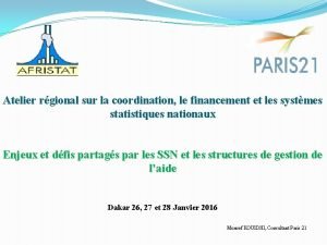 Atelier rgional sur la coordination le financement et