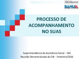 PROCESSO DE ACOMPANHAMENTO NO SUAS Superintendncia de Assistncia