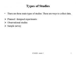 Types of Studies There are three main types