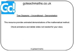 Tree Diagrams Unconditional Demonstration This resource provides animated