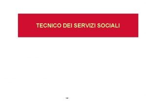 TECNICO DEI SERVIZI SOCIALI Maggio 2001 capitolo n