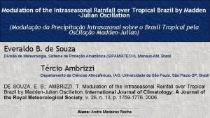Modulation of the Intraseasonal Rainfall over Tropical Brazil