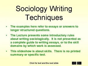 Technique in writing sociological