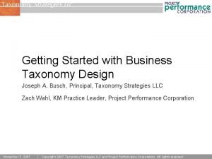 Taxonomy Strategies LLC Getting Started with Business Taxonomy