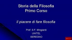 Storia della Filosofia Primo Corso Il piacere di