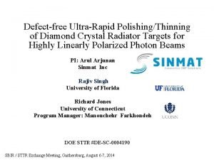 Defectfree UltraRapid PolishingThinning of Diamond Crystal Radiator Targets