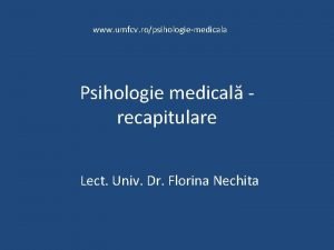 www umfcv ropsihologiemedicala Psihologie medical recapitulare Lect Univ