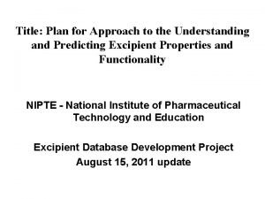 Step database excipients