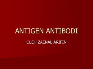 ANTIGEN ANTIBODI OLEH ZAENAL ARIFIN A Sistem Imun