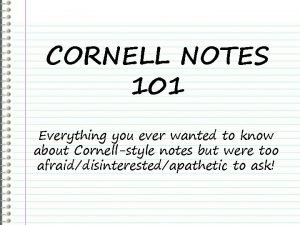 Cornell notes advantages