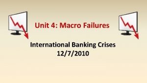 Unit 4 Macro Failures International Banking Crises 1272010