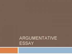 Three parts of argumentative essay