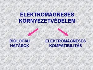 ELEKTROMGNESES KRNYEZETVDELEM BIOLGIAI HATSOK ELEKTROMGNESES KOMPATIBILITS ELEKTROMGNESES KOMPATIBILITS