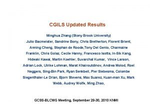 CGILS Updated Results Minghua Zhang Stony Brook University