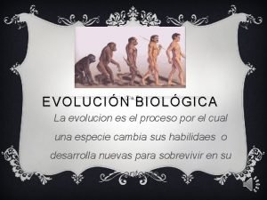 EVOLUCIN BIOLGICA La evolucion es el proceso por
