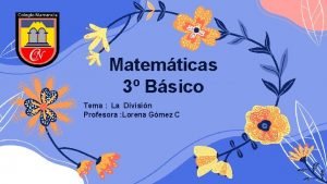 Matemticas 3 Bsico Tema La Divisin Profesora Lorena