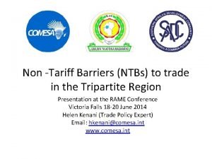 Non Tariff Barriers NTBs to trade in the